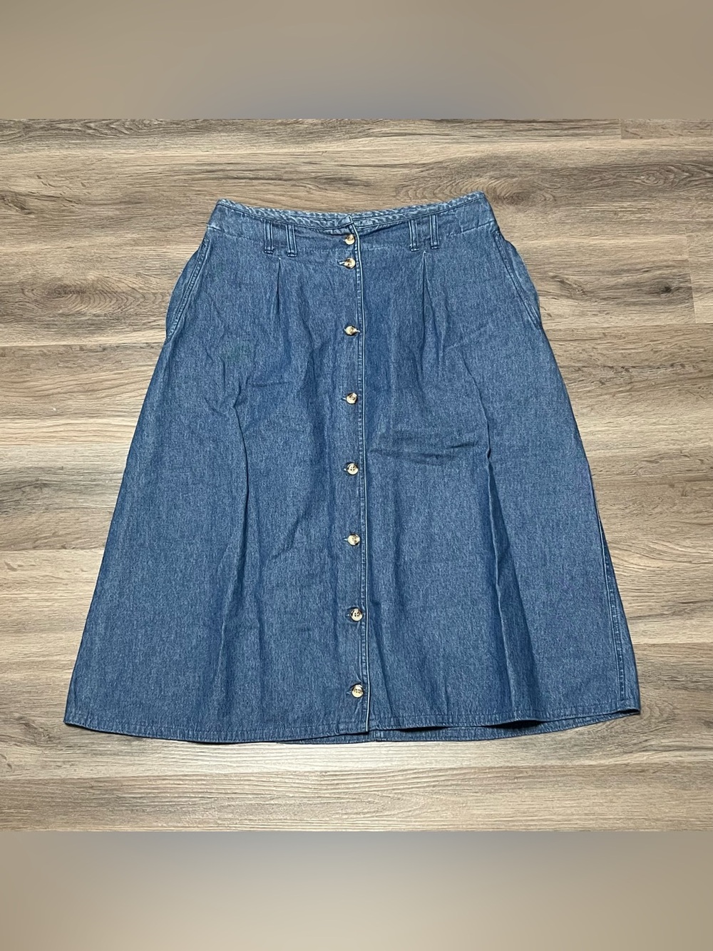 Austin Harris Women's 12 Blue Jean Skirt Denim Cotton Button Up Pockets 90s VTG